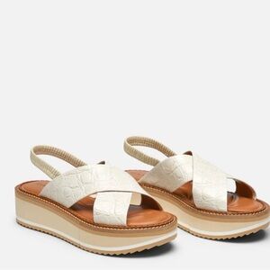 Clergerie Croc-Embossed Leather Platform Slingback Sandals | EU 36 (US 5.5–6)